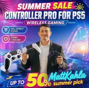 Wireless PS5 Controller with Hall Effect Joystick, Anti-Drift RGB Gamepad for PS5/PC/Steam Deck