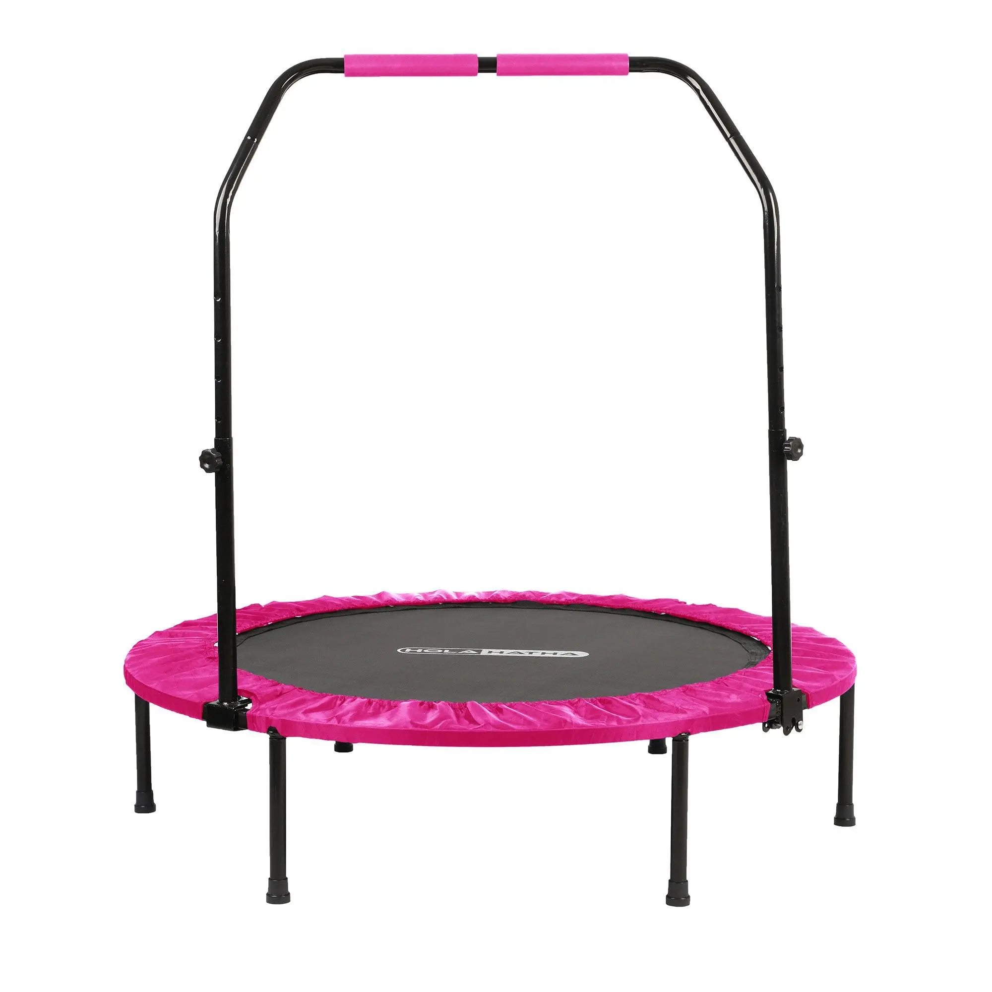 HolaHatha 40" Mini Trampoline Fitness Rebounder with Adjustable Handle, Pink HolaHatha 40" Mini Trampoline Fitness Rebounder with Adjustable Handle, Pink
