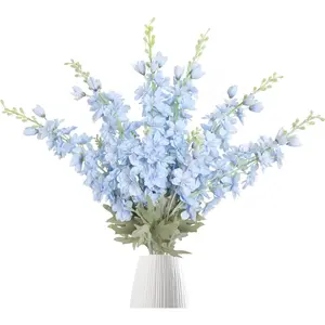 33.5 in Fake Flowers Delphinium Artificial Flowers Silk Flowers 6 PCS Light Blue Larkspur Artificial Flowers Long Stem Flowers for Tall Vase Home Wedding Party Decor (Light Blue)