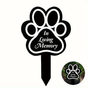 Dog Paw Print Memorial Stake Decoration, 1 Count Memorial Plaque for Outdoor Garden, Graveyard & Cemetery Display, Waterproof Memorial Marker for Dogs