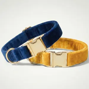 Soft Velvet Dog Collar with Adjustable With Quick Release Buckle