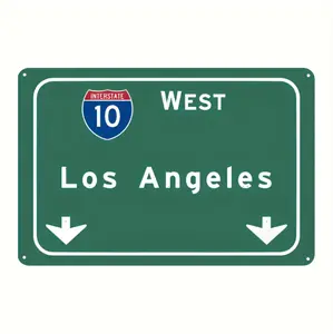 1pc Vintage Los Angeles Interstate 10 West Sign, 7.87x11.8 inches Retro Metal Tin Art, Iron Wall Hanging Decor for Home, Bar, Garden, Cafe, Restaurant, Farmhouse, Garage, Patio - Multipurpose, No Electricity Needed, Ideal Gift for