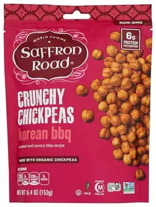 Saffron Road Korean BBQ Crunchy Chickpea Snack, 6oz - Gluten Free, Non-GMO, Halal, Kosher, Vegan