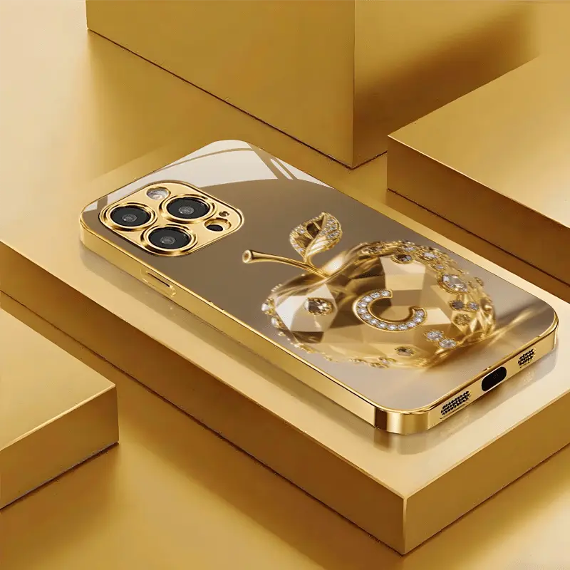 15+ Models Available, Golden Letter C Diamond Decor Apple Electroplated Glass Phone Case for iPhone 17/17 Air/17 Pro/17 Pro Max, 16/16 Plus/16 Pro/16 Pro Max, 15/15 Plus/15 Pro/15 Pro Max, 14/1 Plus/14 Pro/14 Pro Max, 13/13 Pro/13 Pro Max, 12/12 Pro/12 Pr
