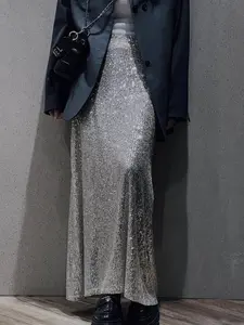 Women's Glitter Sequins Skirt, Elegant Skirt for Party Club Dating, Ladies Spring & Fall Clothes