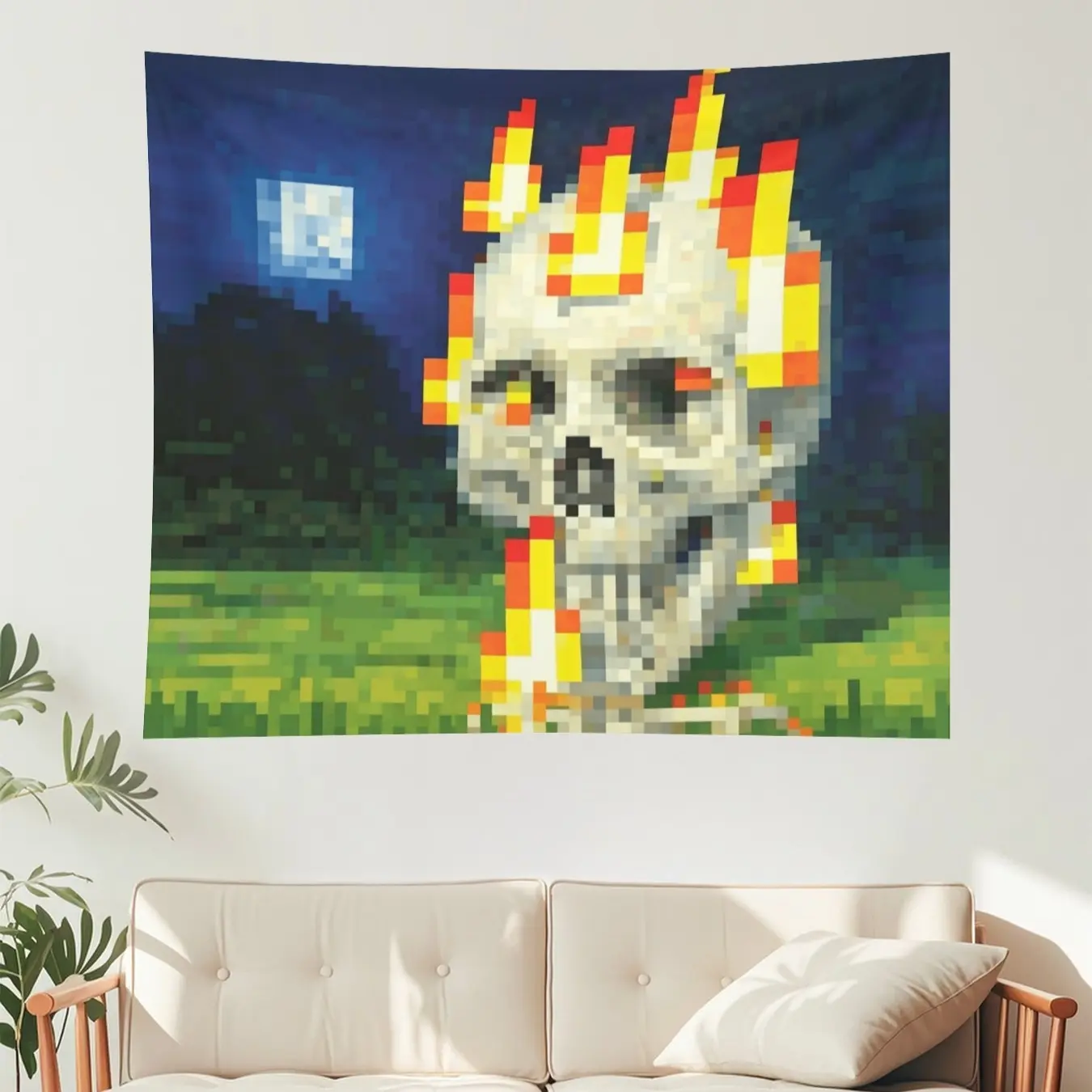 Skull in Flames Tapestry for Bedroom, College Dorm and Home Decor 60"x40", Funny Meme Wall Tapestries for Boy Girl Birthday Gifts Cotton Lightweight
