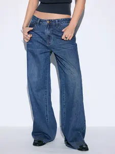 Cider Washed Denim Mid Rise Straight Leg Jeans
