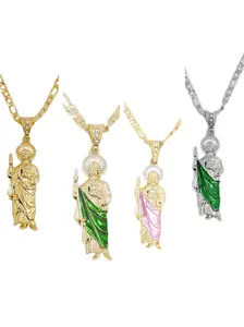 St Jude Pendant with Steel Chain, Elegant Religious Jewelry Gift for Women Men, Beautiful Spiritual Necklace All Seasons, Cross Necklace