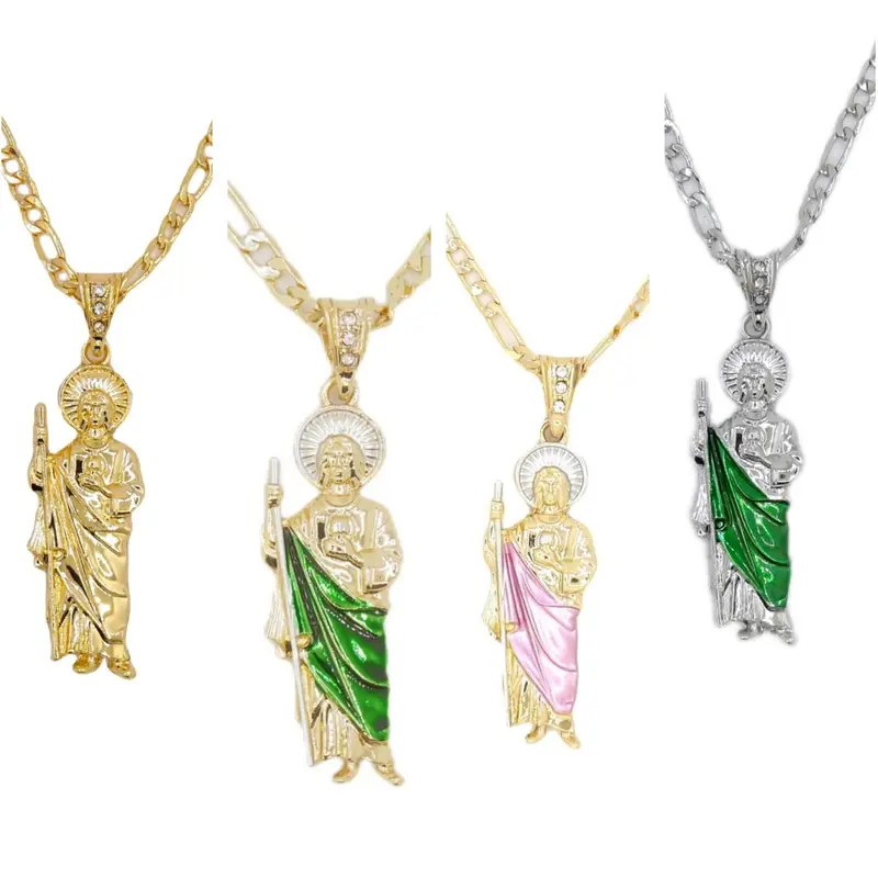 St Jude Pendant with Steel Chain, Elegant Religious Jewelry Gift for Women Men, Beautiful Spiritual Necklace All Seasons, Cross Necklace, Faith Necklace