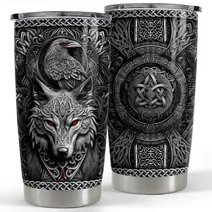 Wolf 20oz Tumbler with Lid Stainless Steel Vacuum Insulated Portable Travel Coffee Thermal Cup for On-the-Go Use