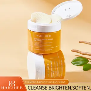 HAICUIER Turmeric Brightening Face Pads, Turmeric Cleansing Pads with Azelaic Acid & Ginger Extract, Exfoliating Toner Pads for Dark Spots, Dull Skin & Uneven Tone, 100 Count