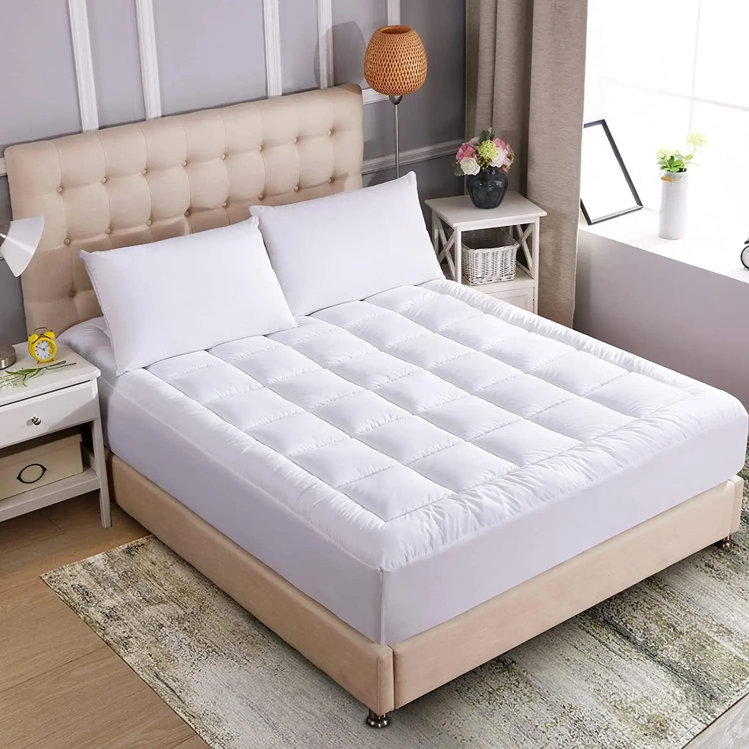 Transform Your Bed with Our Extra Thick 4-Inch Mattress Topper – Plush Quilted Comfort Pad, Breathable Microfiber, Deep Pocket 360° Elastic Skirt (Fits 8-21”), Soft Back Support & All-Night Cozy Sleep