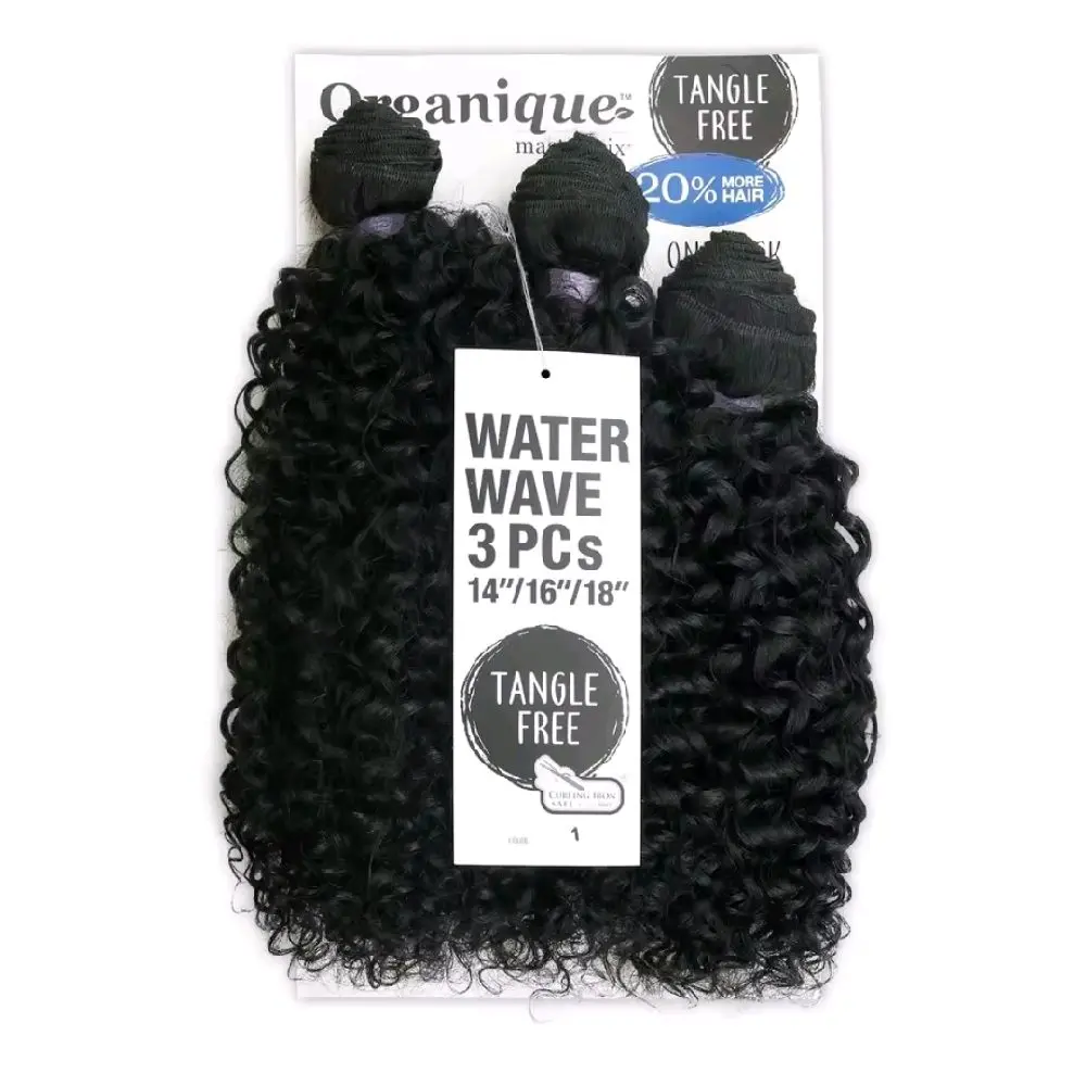 Organique color 1B Milky Way Weave Water Wave 3Pcs Tangle Free 14 16 18 Inch Synthetic Hair Extensions color 1B