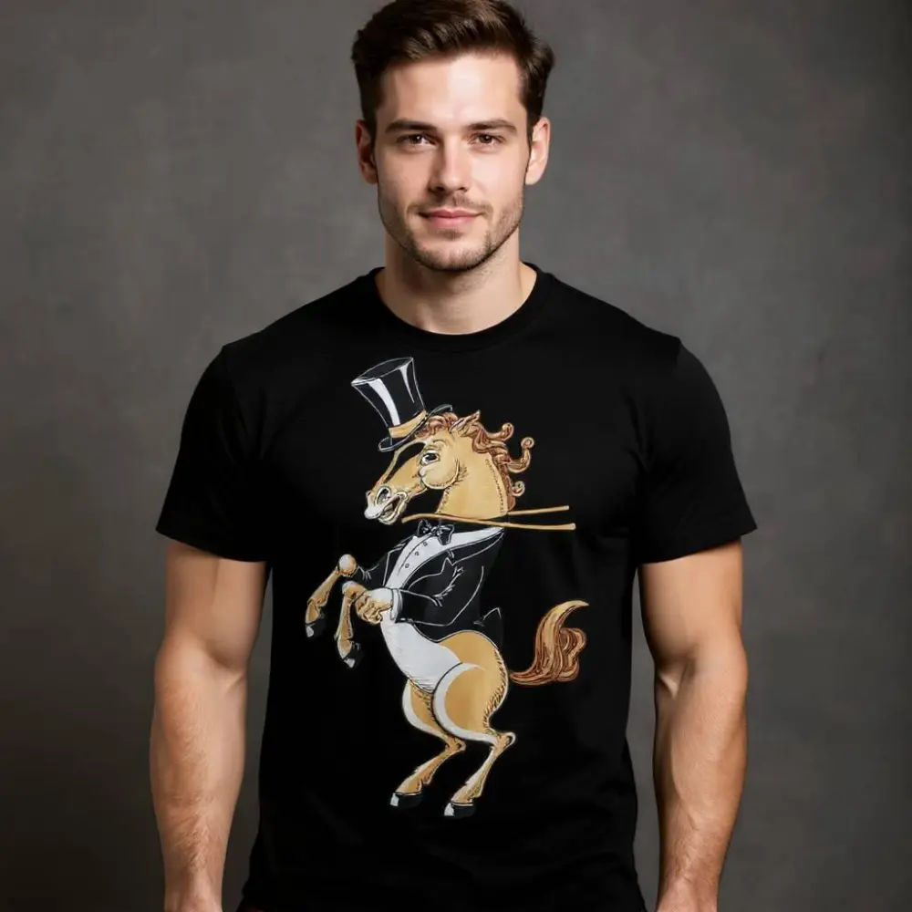 Dapper drummer horse top hat & tuxedo tee weird humor horse shirt funny shirt unisex graphic tee funny gift gift for boyfriend gift birthday