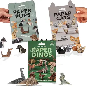 DIY Origami Animal Craft Kit & s - Step-by-Step Book with Pre-Cut Foldable Paper to Make Cats, Dogs, Dinosaurs, Rabbits, Birds - All Ages Art Activity, Party Supplies & Christmas Gifts (No Glue/Easy Assembly)