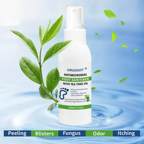 Men's Tea Tree Oil Athlete's Foot Treatment Spray - 120ml (4oz) Intensive Foot Care Cool Refreshing Mist, Anti-Bacterial Deodorant Moisturizer, 4-12 Week Support, Cures & Prevents Infections for Dry Cracked Skin