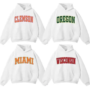 All Team Distressed Varsity College Hoodie – White, Custom Your Team, Game Day Outfit, Perfect for Casual Wear, Back To School, Menswear & Womenswear
