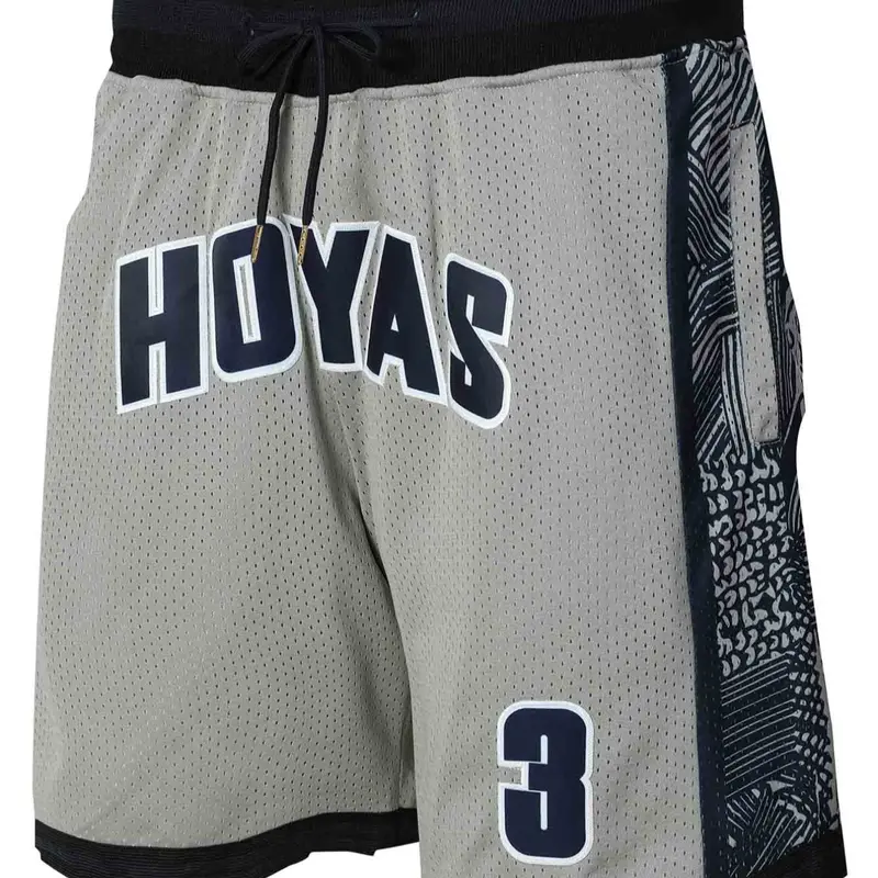Men's 3 Grey Vintage Embroidered Zipper Basketball Shorts, Sporty Shorts, Streetwear Sports Shorts, Casual Fitness Shorts, athletic training shorts, Casual Fitted Training Pants for Spring & Fall, Moderate Fabric Thickness