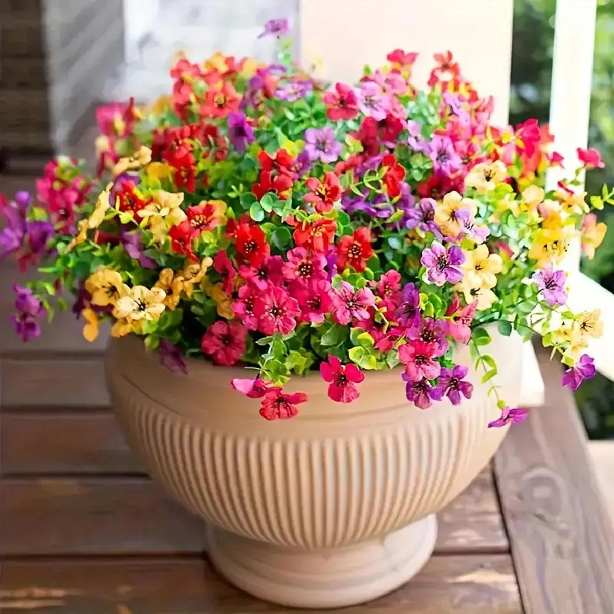 Artificial Flower Pot, Garden Pot, Faux Flower Pot without Vase, Round Planter, Decorative Flower Pot for Outdoor Decoration, Wedding, Engagement, Festival, Fruit