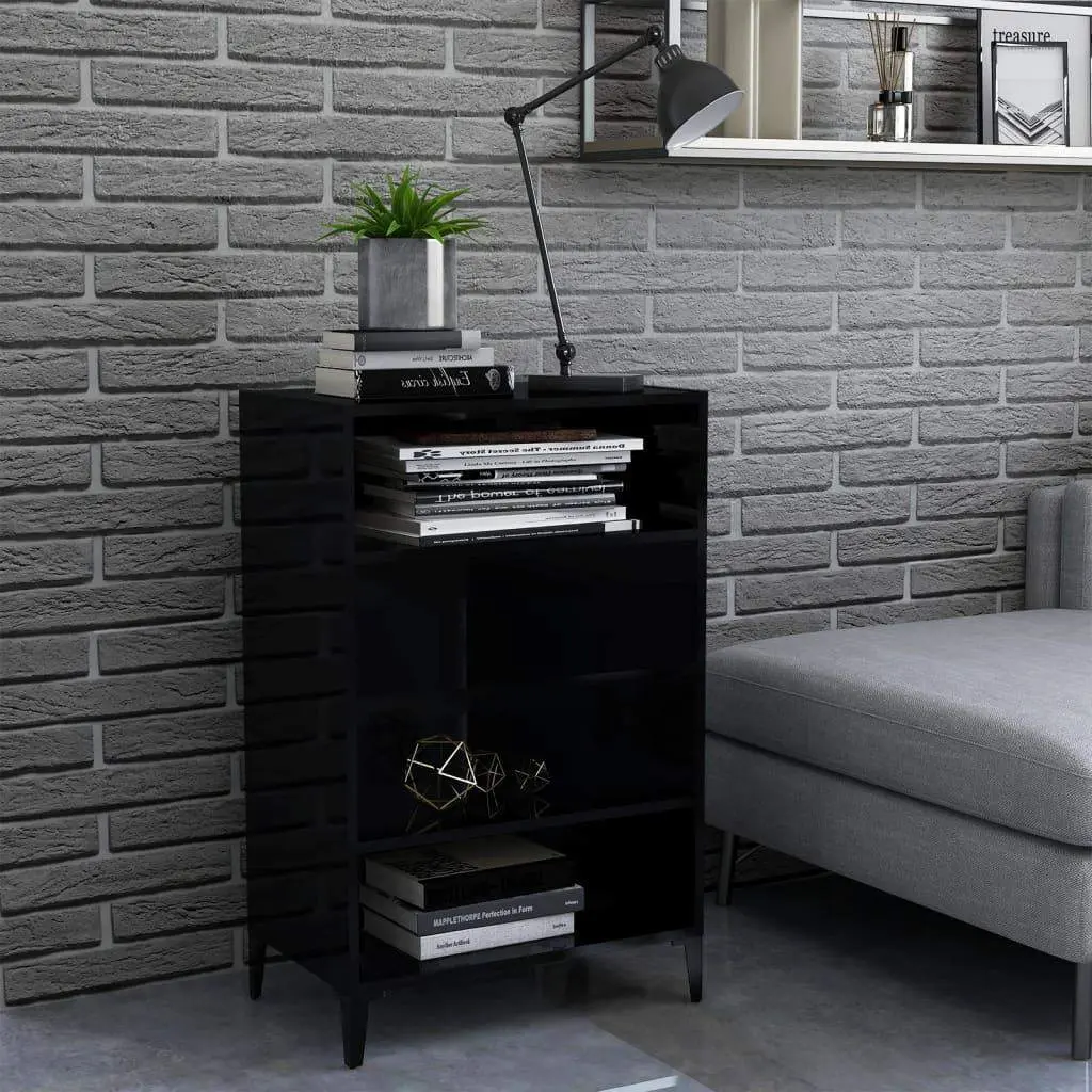 Sideboard High Gloss Black 22.4"x13.8"x35.4" Engineered Wood