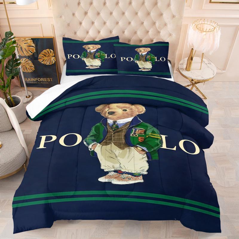 Bear Themed Comforter Set (Including 1 Quilt And 1-2 Pillowcases), Vintage Polo Teddy Bear Bedding, Suitable For Decorating Rooms And Bedrooms For Teenagers, Girls, And Boys
