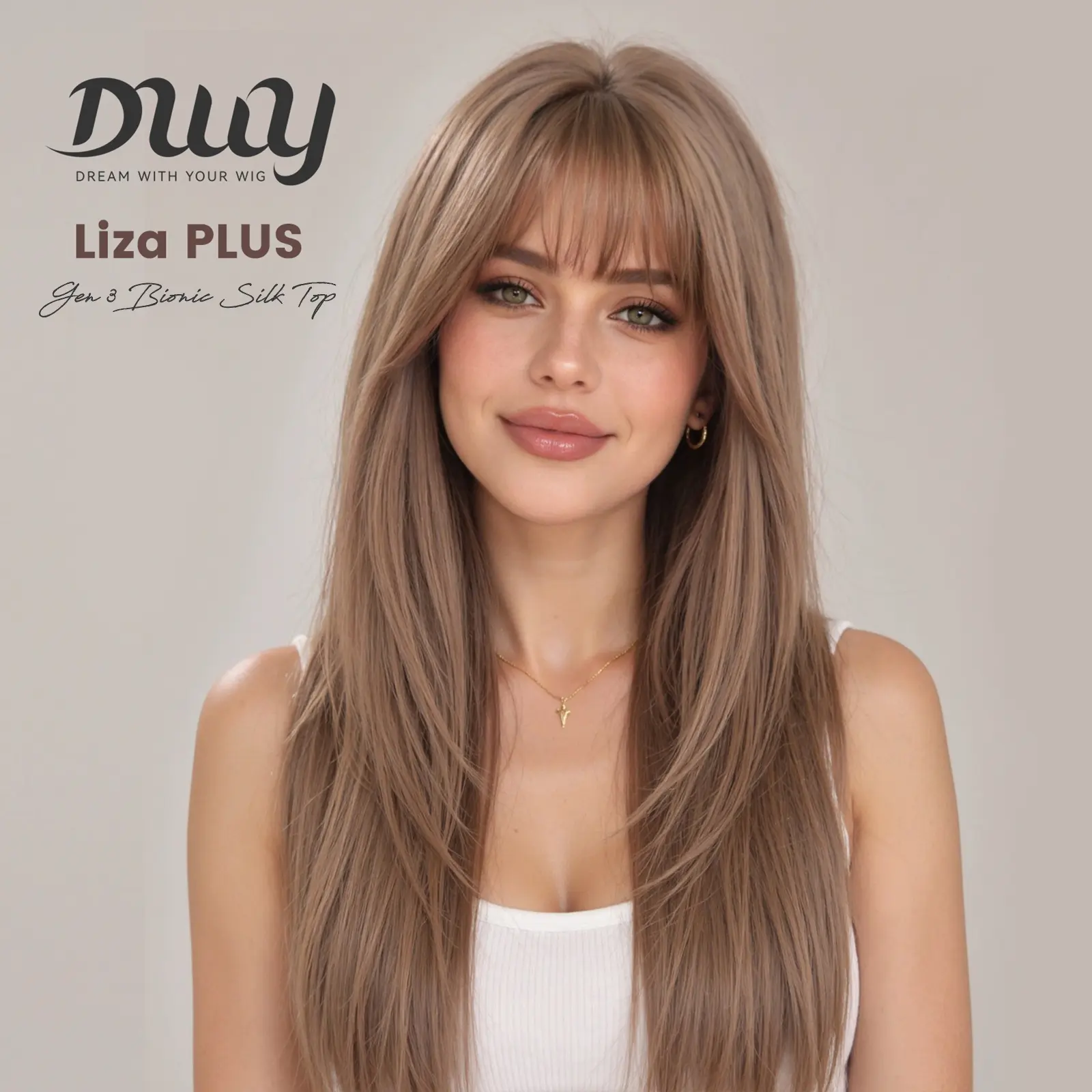 [LIVE] Liza PLUS- DWY [Gen3 Bionic Silk Top] 26-Inch Long Vintage Y2K Rose Blonde Layer-cut Pink Blonde Glueless Synthetic Wig with Bangs for Women High-Quality Premium Fiber Easy Wear Comfortable Fit Summer Look