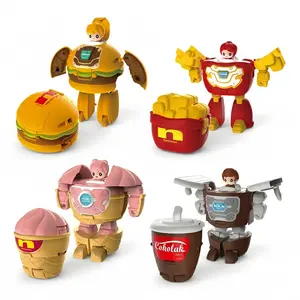 4Pcs Fast Food Transforming Robot Toys, Burger Fries Ice Cream Cola Deformation Action Figures, Kids Educational Fidget Play Toy, Perfect Birthday Christmas Gift For Boys Girls Age 3+