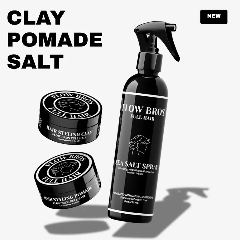 Flow Bros Ultimate Styling Bundle | Hair Clay + Sea Salt Spray + Pomade | Volume, Texture & Hold