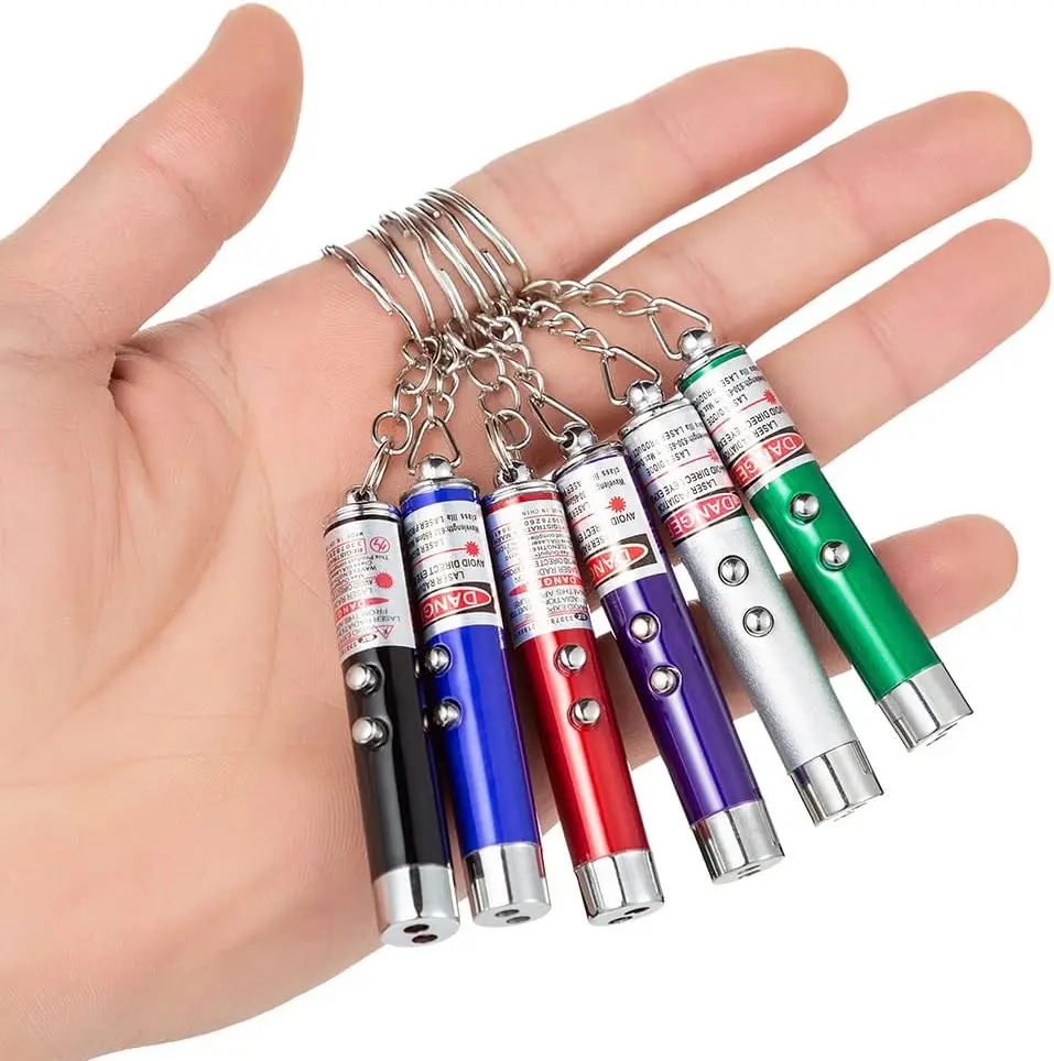Cat Toys Laser Pointer Mini Keychain Laser Pointer LED Flashlight Dog Laser Toy Pet Remote Control Laser ( Pcs Pack A)