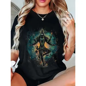 100% Cotton Shiva spiritual hindu god tandava dance yoga meditation T-Shirt Christ Christian Tops