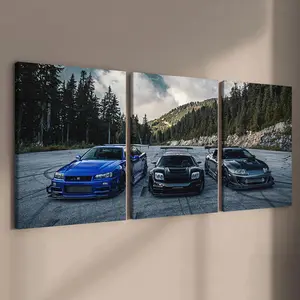 Set of 3 Modern Wall Art Car Poster Paintings: Ideal for Decorating Living Rooms, Bedrooms, and Offices at Home in 2025. Without Frame funny wall art
