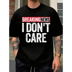Bold Printed T-Shirt with "Breaking News I Don't Care"  008