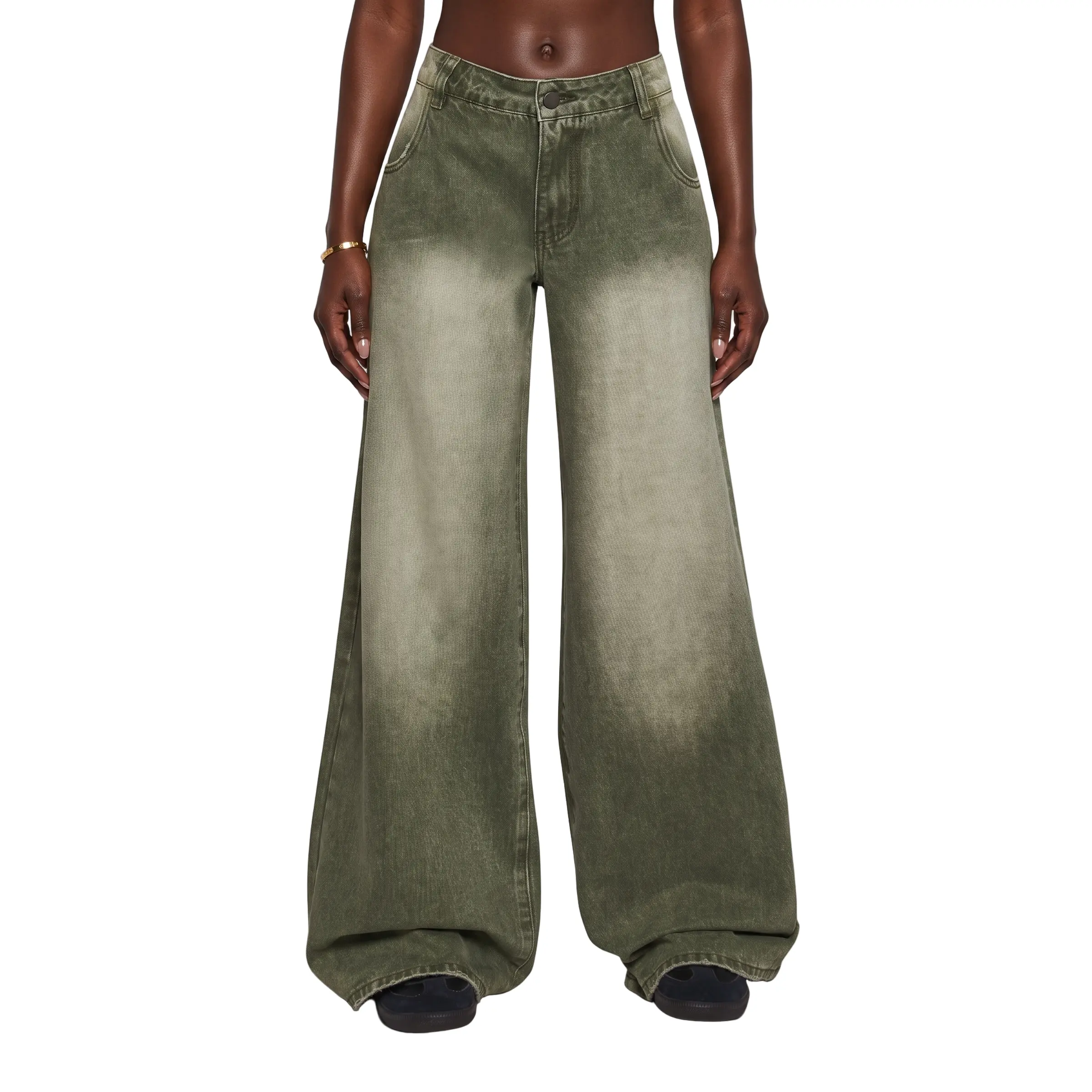 Sinful Attitude Wide Leg Jeans - Green