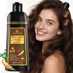Dark Brown Hair Dye Shampoo 5 in 1 for Gray Hair, Long-lasting & Natual Hair Color Shampoo, Herbal Ingredients Natural Shampoo Hair Dye Effect in Minutes, Gifts for Men Women 500ml