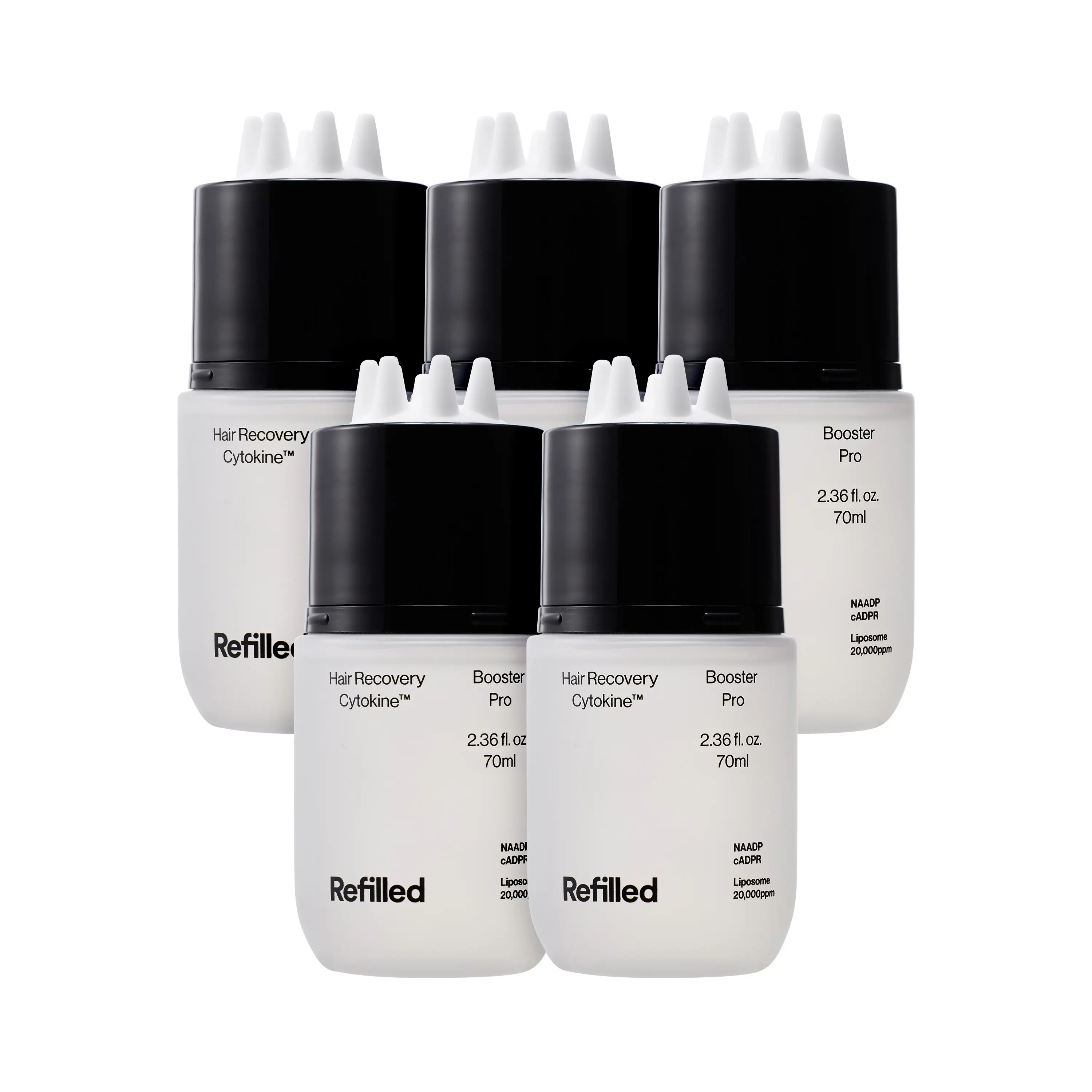 [Family Pack]Refilled cADPR Booster Pro Intensive Hair Growth Serum | Hair Density & Strengthening Care for Thin & Weak Hair | Deep Scalp Care with Built-In Scalp Massager | Cytokine, Biotin for Sensitive Scalp