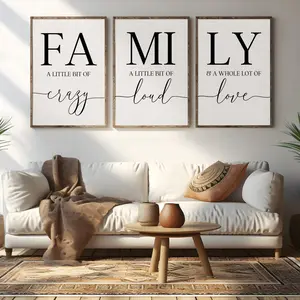 Living Room Prints Set of 3, Family Sign, Family Room Prints, Family Wall Art Décor