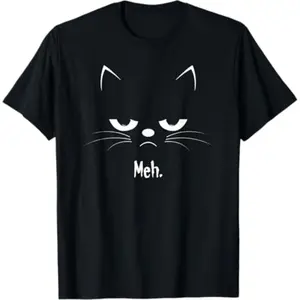 Sarcastic Funny Angry Cat Meh Halloween Costume T-Shirt