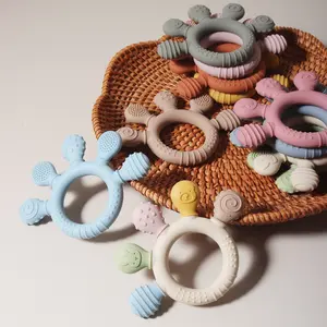 Baby handheld toy, chewable, touchable, multiple  silicone material, safe and eco-friendly