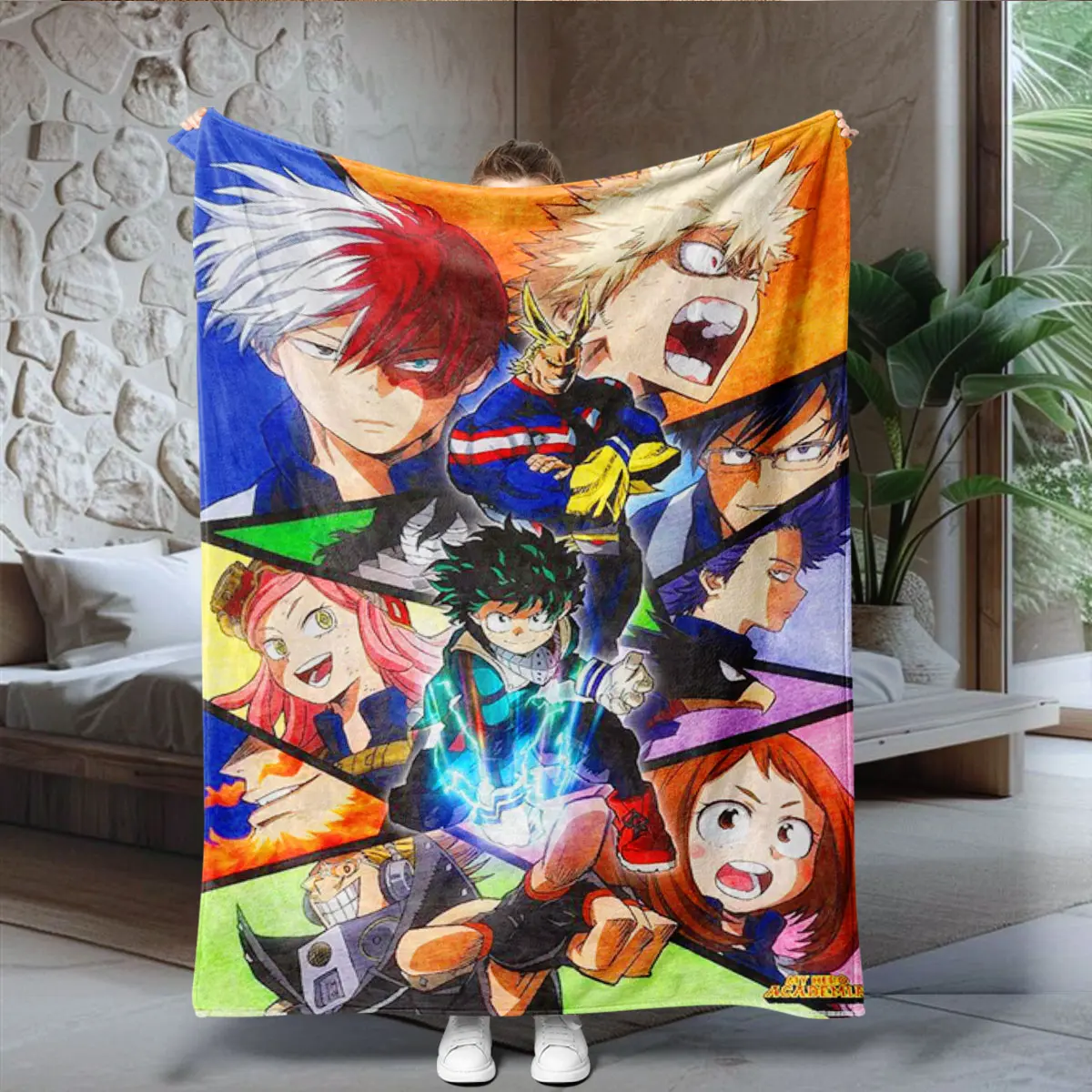 My Hero Academia Theme Throw Blanket, Classic Characters & Vibrant Art Style, Warm Comfortable, Suitable for Sofa Bed, All Seasons