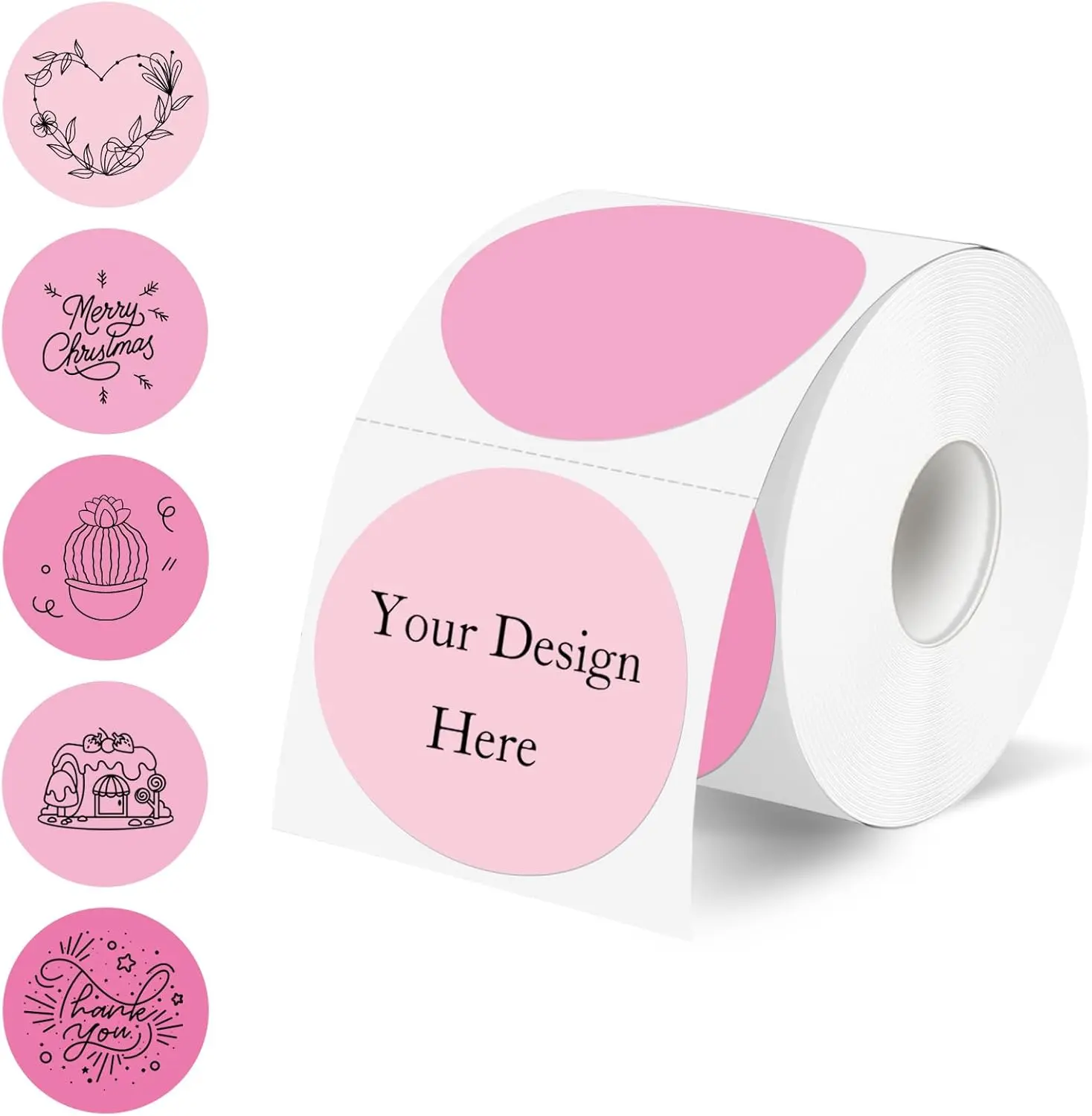 2 Inch Round Thermal Label Stickers,  Gradient Circle Thermal Stickers Labels, Direct Thermals Printer Label for Logo Design-300 Sheets/1 Roll