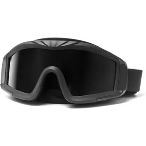 Outdoor Military Airsoft Tactical Safety Goggles with 3 Interchangeable Lenses for Riding, Black