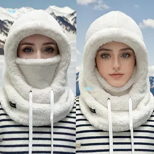 Unisex Thick Fleece Neck Mask One-Piece Hat - Windproof Ear Protection Cotton Cap - Winter Warm for Cycling & Daily Wear - Perfect Christmas Gift