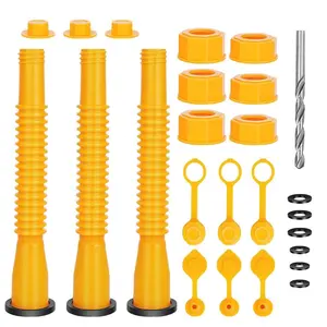 Replacement Gas Can Nozzle Accessories, 3-Piece Set Yellow Gas Can Nozzle, Suitable for 1/2/5/10 Gallon Gas Cans, Upgraded Flexible Pour Nozzle, Suitable for Oil Cans
