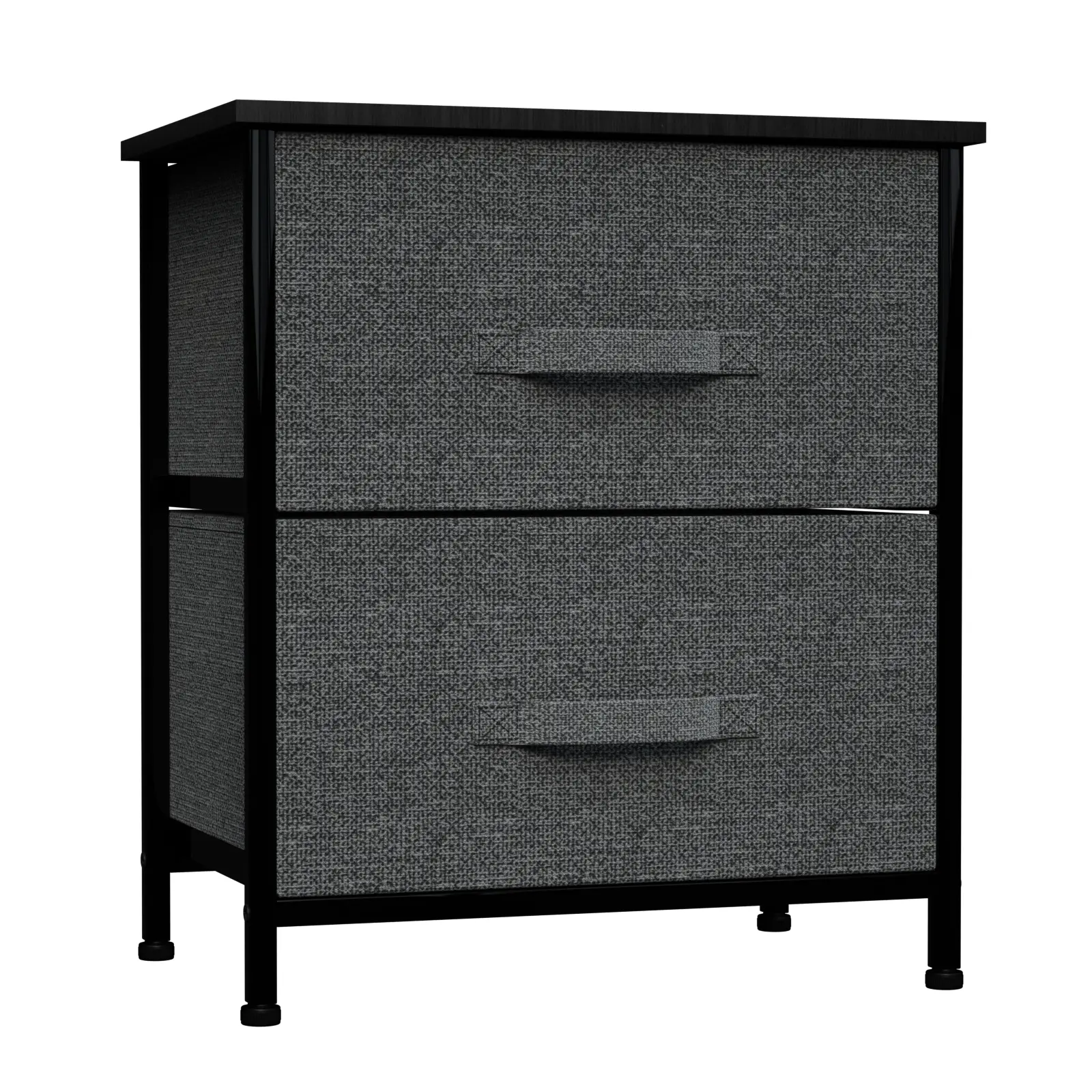 Nightstand with 2 Drawers, Bedside Tables Closet Drawers Dressers & Chests Organizer Unit, Wooden Top Fabric Dresser for Bedroom Nursery Closet Living Room, Gray