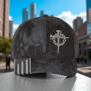 Jesus 3 Nail Cross with Crown Embroidered Adjustable Hat