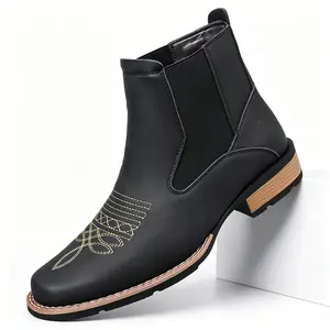Men’s Chelsea boots with a Western-style toe cap—ankle boots that are , retro, fashionable, classic, and comfortable. magic leather upper fashion casual business shoe para hombre