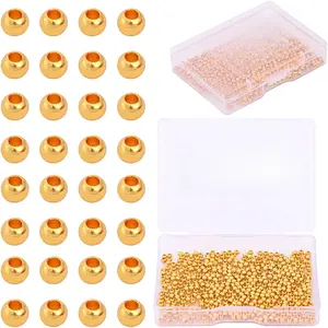 18K  Plated Round Spacer Beads 2.5mm 500 count for  Making Findings Non Tarnish