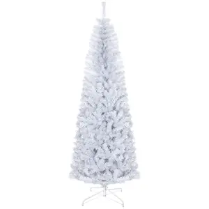 7 foot white unlit pencil artificial christmas tree 818 branch tips stable support stand 295 inch diameter indoor party home holiday decor
