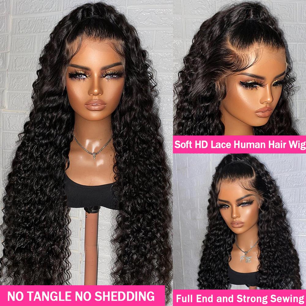 Bling Hair 13x6 Deep Curly Wigs Human Hair Pre Plucked Pre Cut HD Lace Wigs Ready and Go 13x4 Glueless With Drawstring One-Step 13x6 HD Frontal Lace Deep Wave Wig Natural Hairline