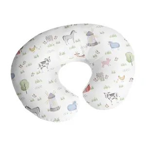 Sweet Jojo Designs Farm Animals Nursing Pillow Cover Breastfeeding Pillowcase for Newborn Infant Bottle Breast Feeding (Pillow NOT Included) Watercolor Farmhouse Barn Horse Cow Sheep Gender Neutral